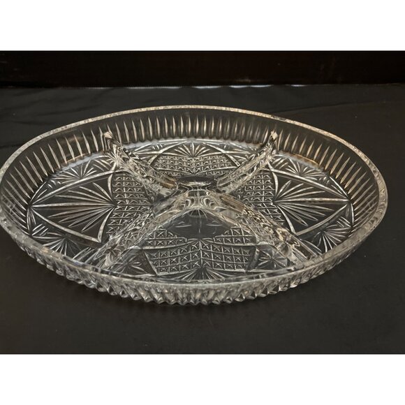 Vintage Libbey Glass Divided Serving Oval Dish 4 Sections 11” - Picture 5 of 5